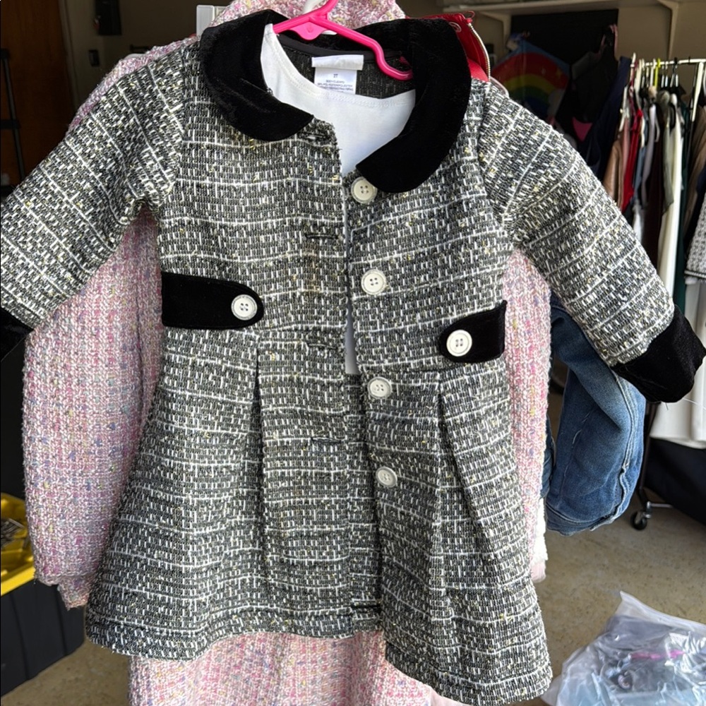 Classic Black and White Pea Coat with A-line Silhouette